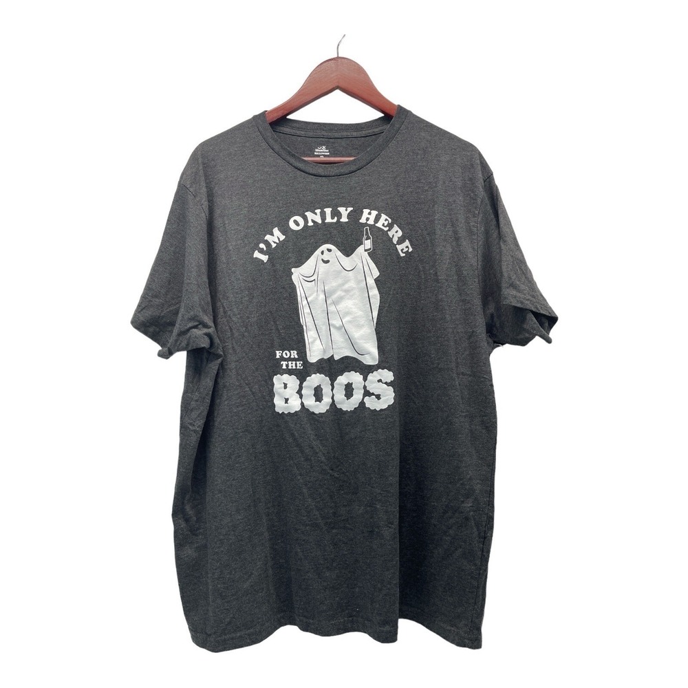 Way To Celebrate Halloween Men's 2XL 50-52 Gray I'm Only Here For The Boos Tee